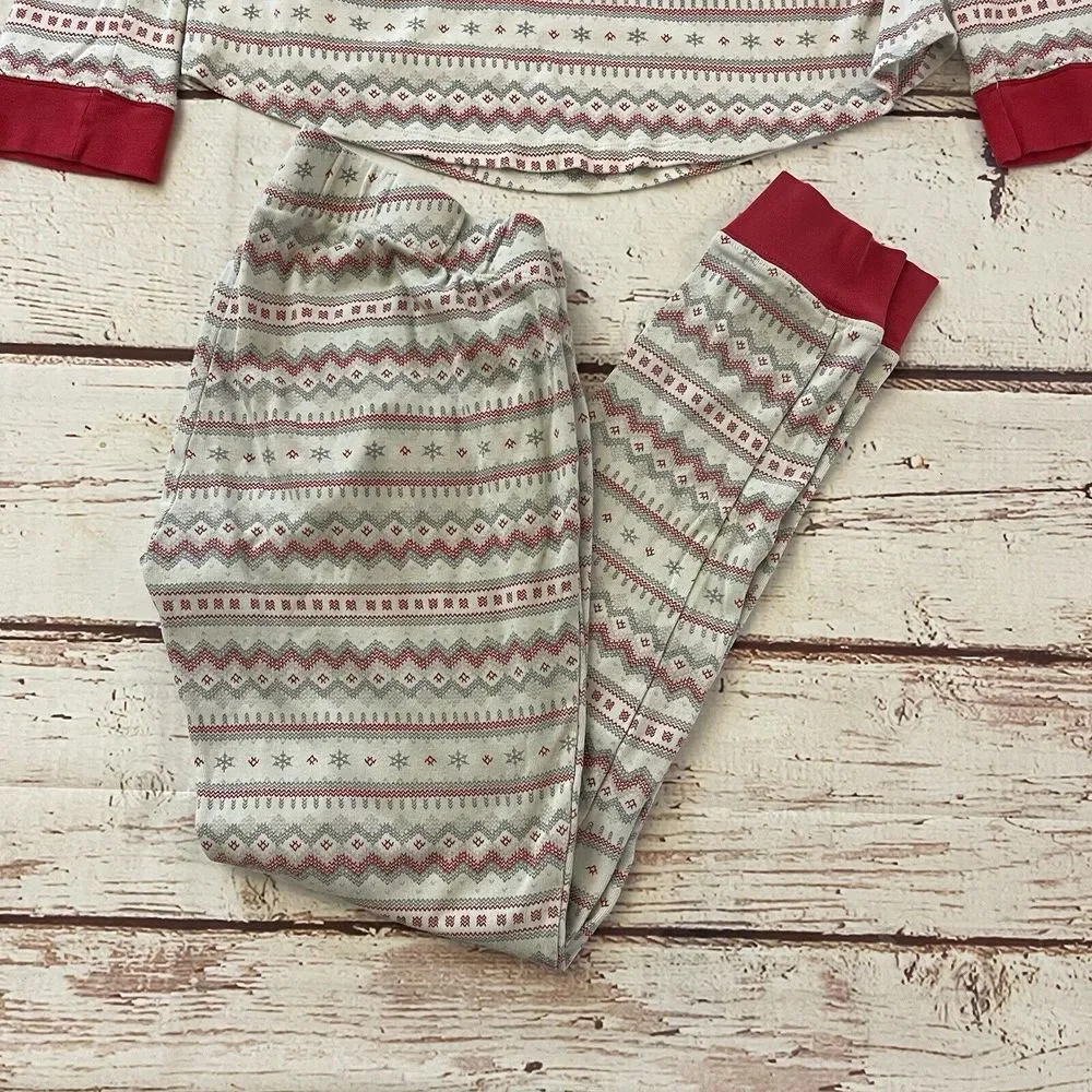 LAUREN CONRAD Women's XS 2-Pc RED & WHITE FAIR ISLE Print SLEEP SET Pajamas‎